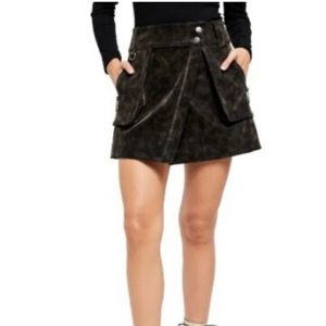 NWOT Free People Carson Utility Skirt size 2 dark brown